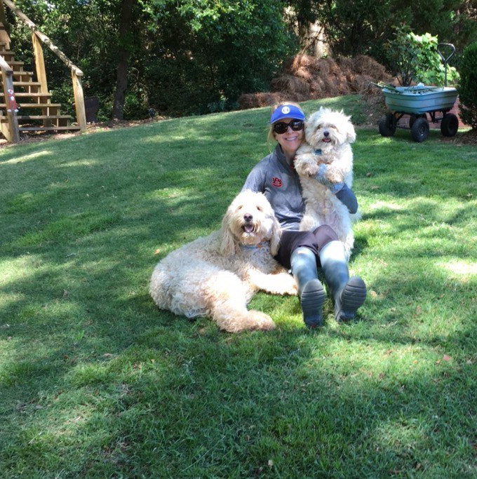 Taking a break in the garden with General &amp; Charlie Brown